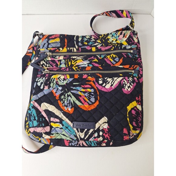 VERA BRADLEY Iconic Triple Zip Hipster Crossbody Purse Handbag Cotton Floral - Picture 12 of 12